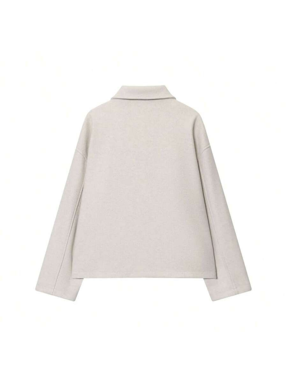 Minimalistische Herbstjacke aus Wollmischung mit Reißverschluss und Revers