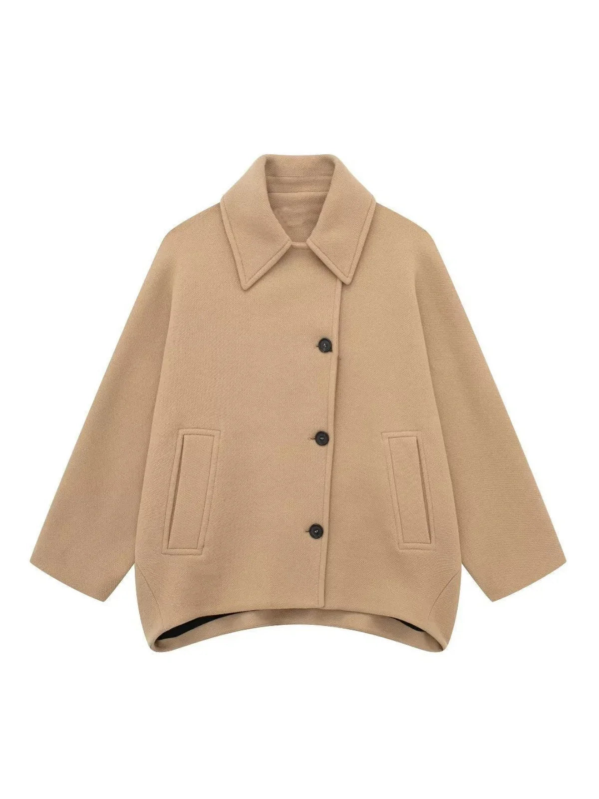 Solid Oversized Pocket Button Coat - LA FEMME WANDERER