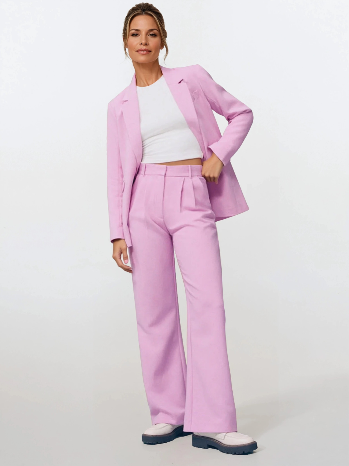 Freizeithose mit hoher Taille und weitem Bein