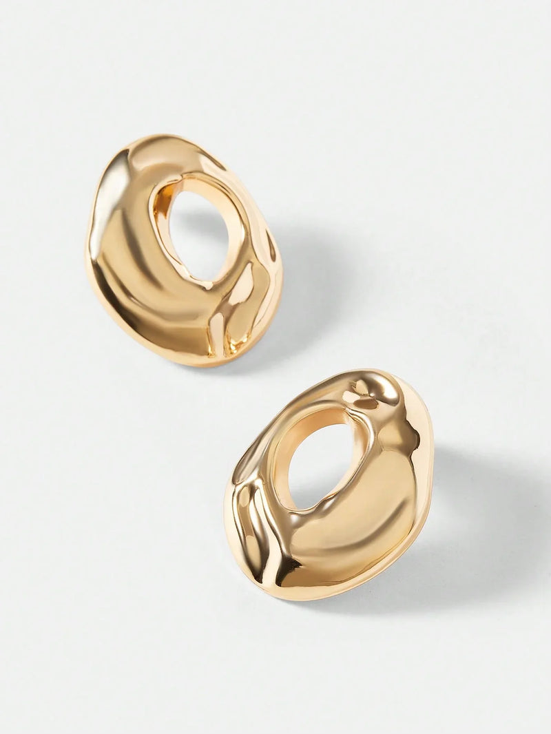 18K Gold Plated Textured Hoop Earrings For Everyday Wear