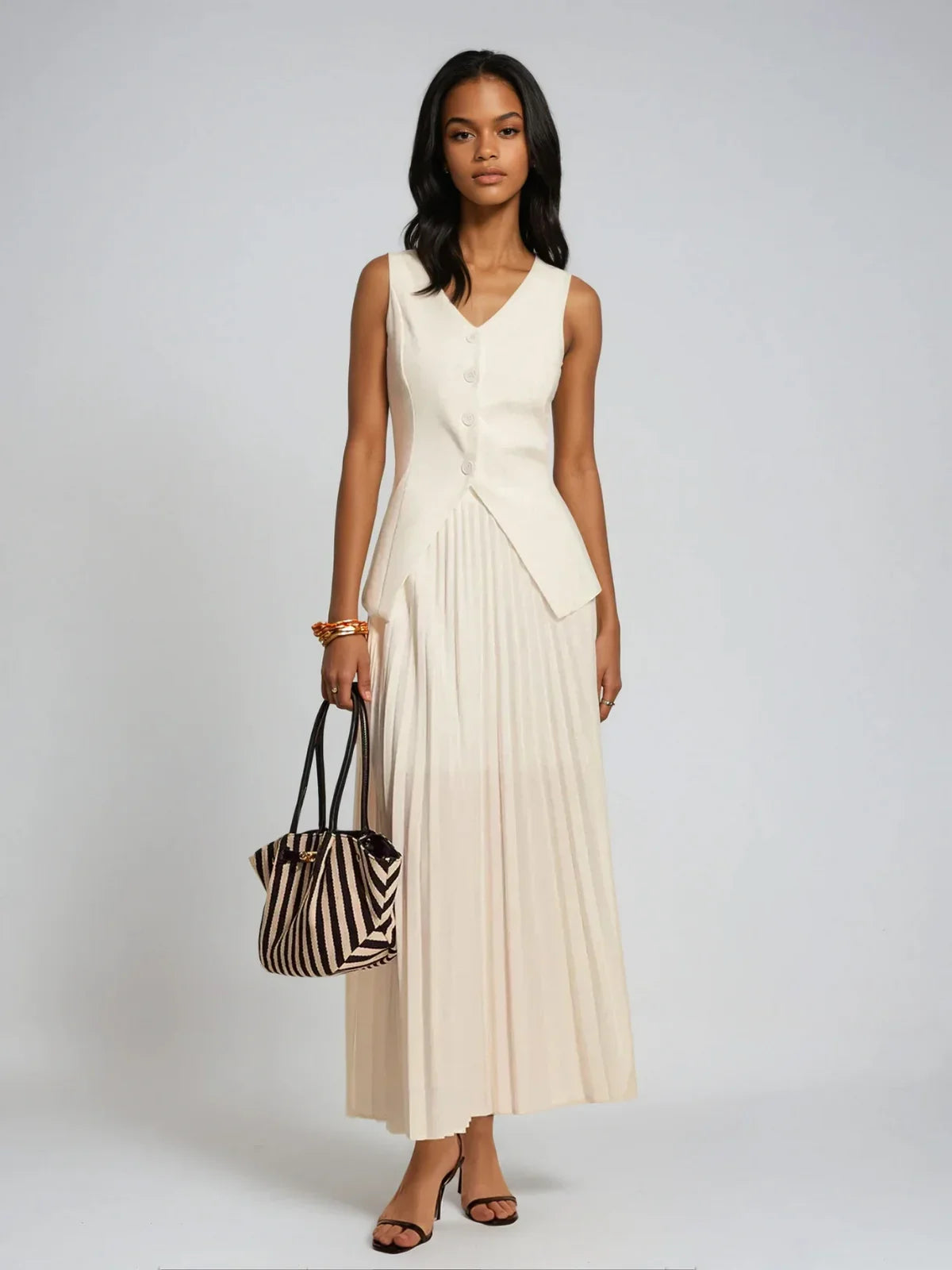 Effortless Elegance Vest & Pleated Matching Set - LA FEMME WANDERER