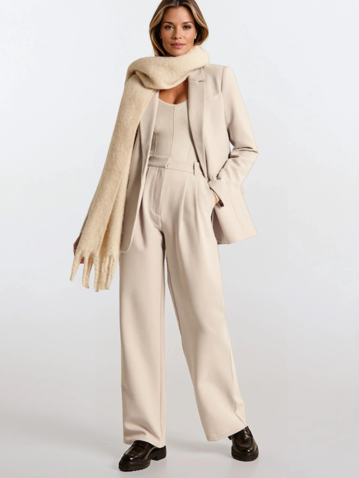Freizeithose mit hoher Taille und weitem Bein