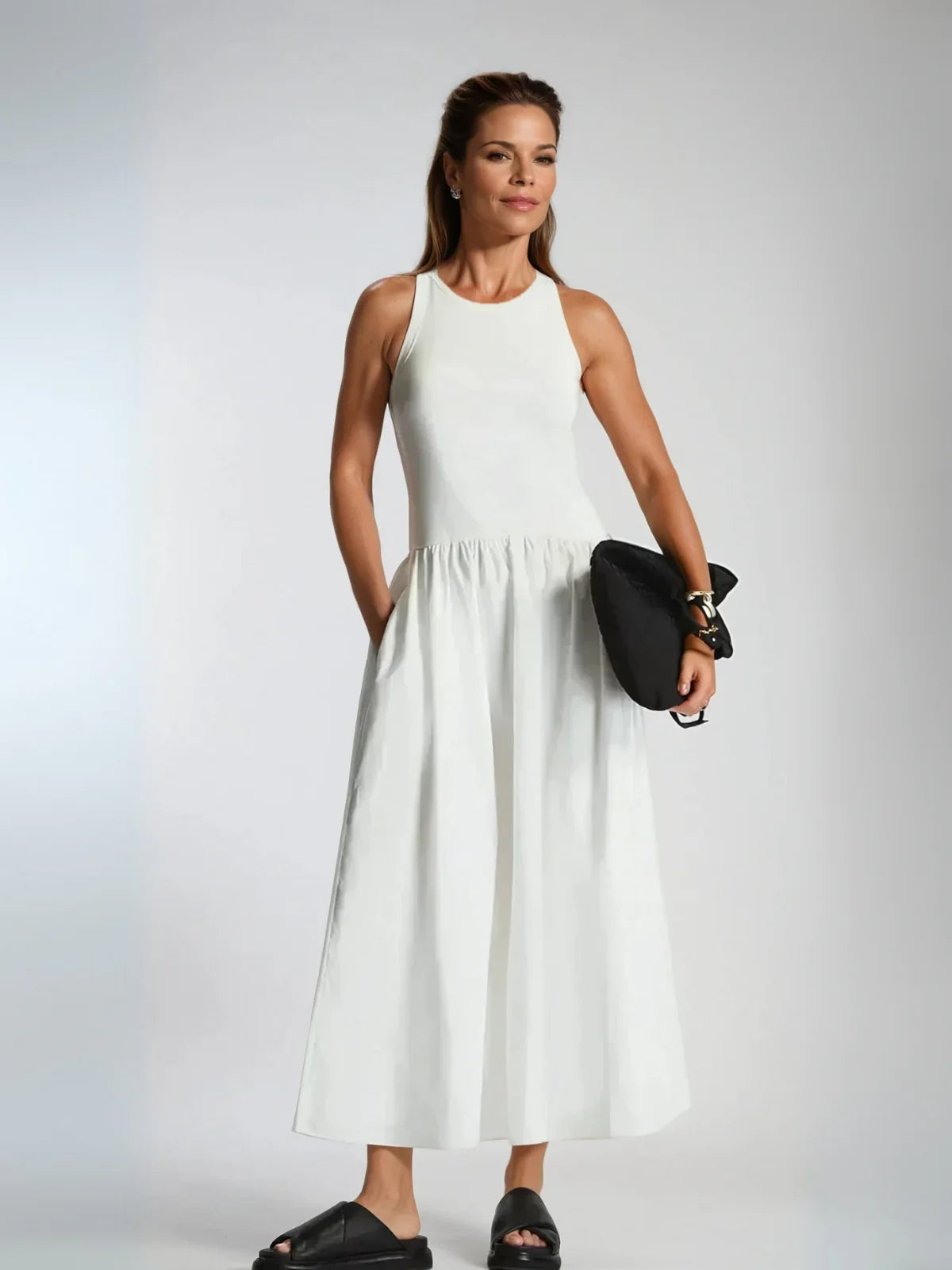 Round Neck Casual Stitching Vest Dress - LA FEMME WANDERER