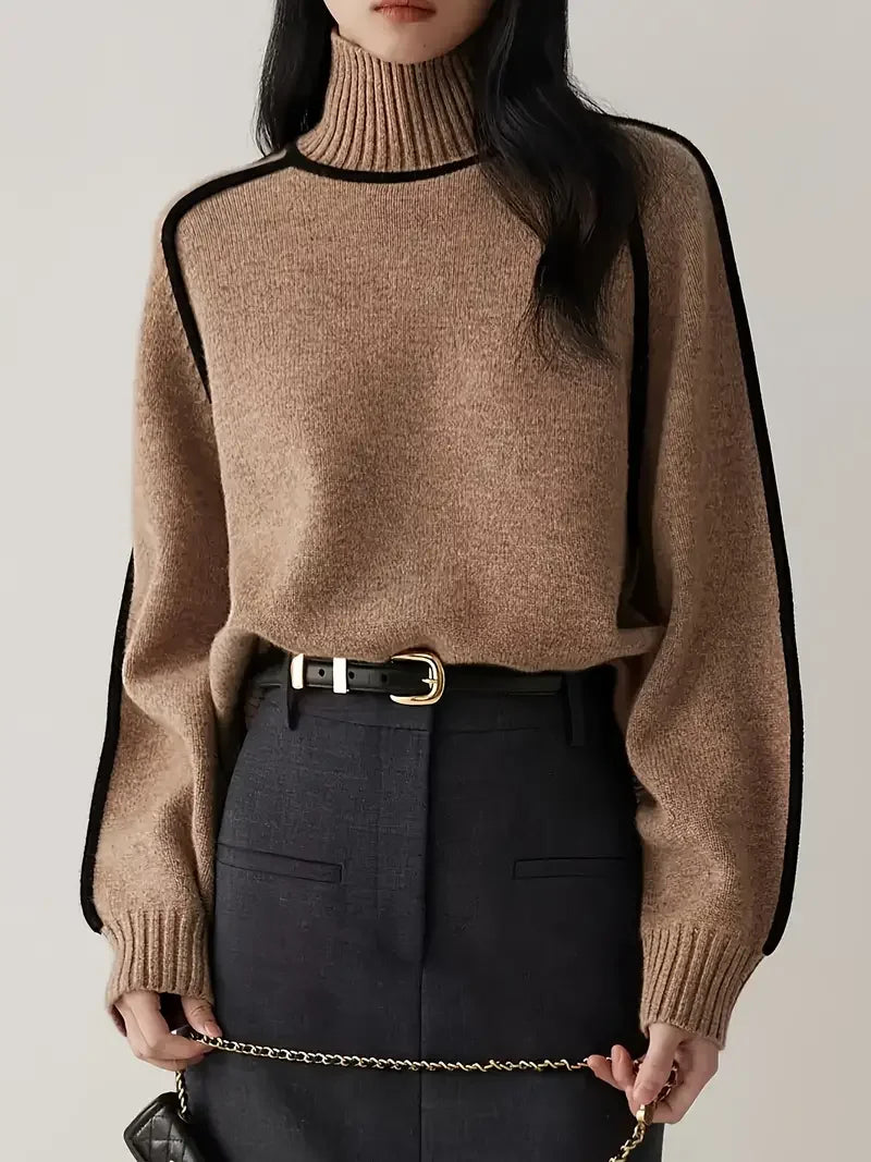 Half Turtleneck Casual Knitted Sweater - LA FEMME WANDERER