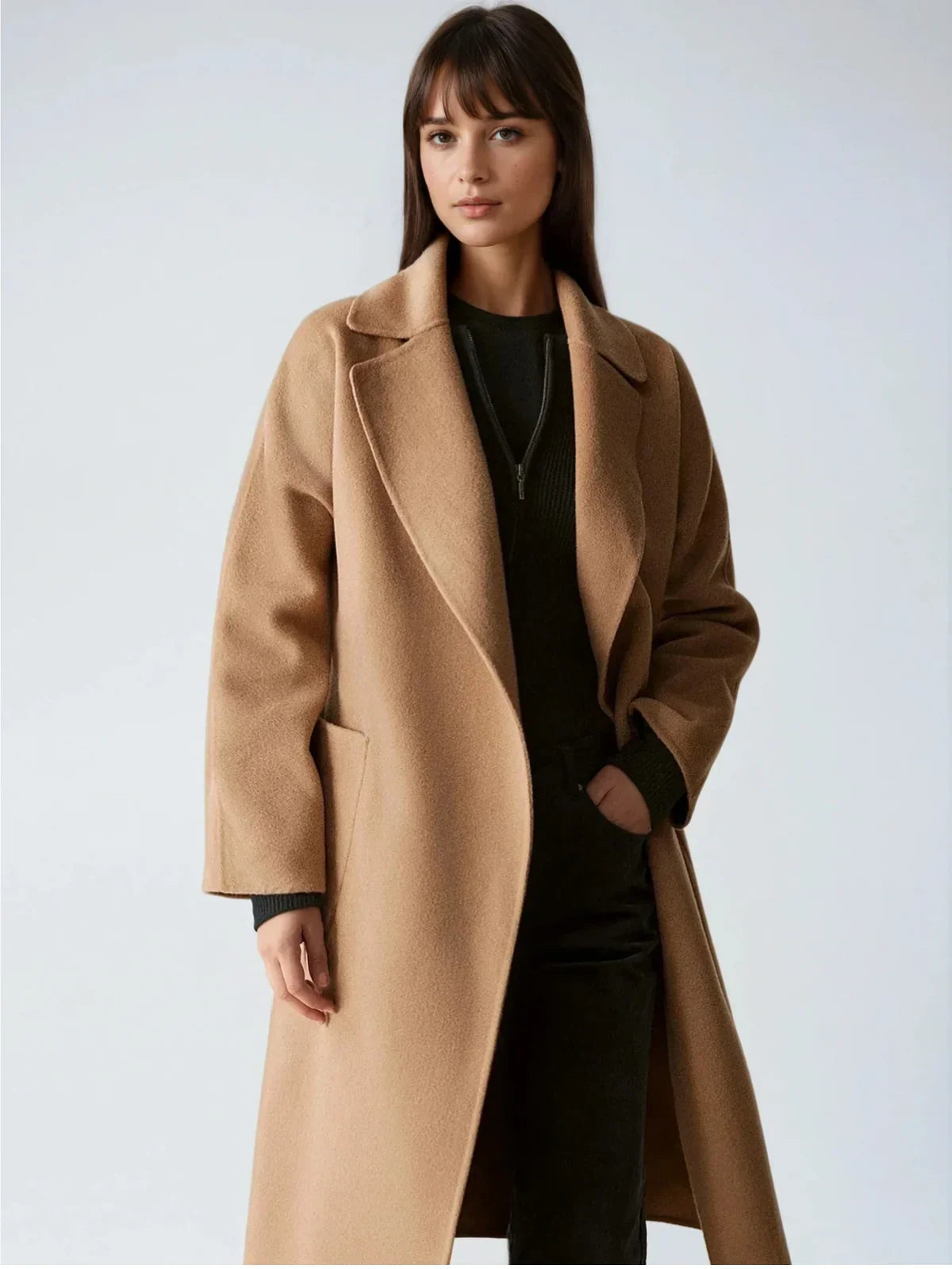 Classic Elegance Woolen Overcoat - LA FEMME WANDERER