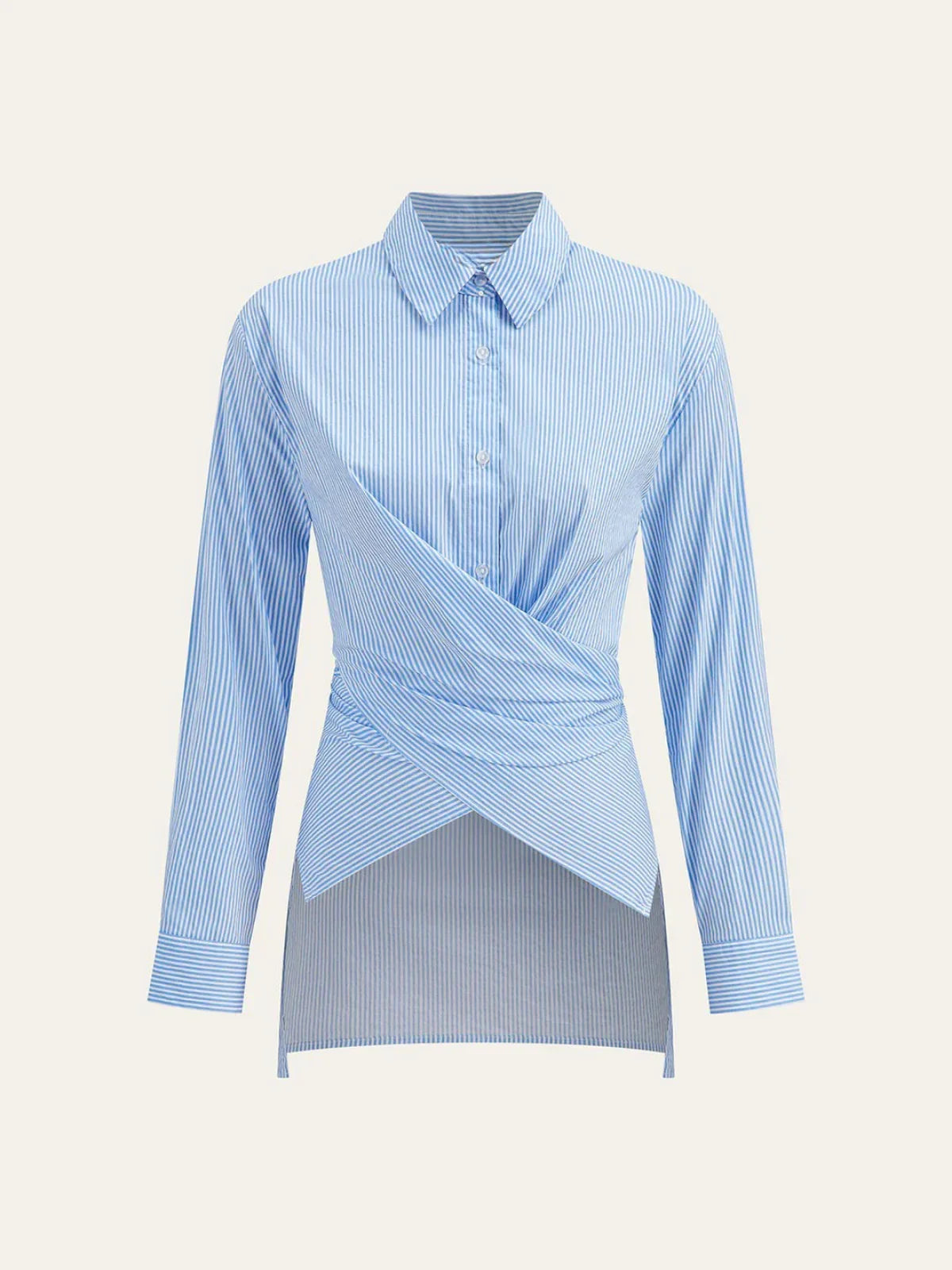 Fashion Loose Striped Lace-up Multi-color Long Sleeve Shirt - LA FEMME WANDERER