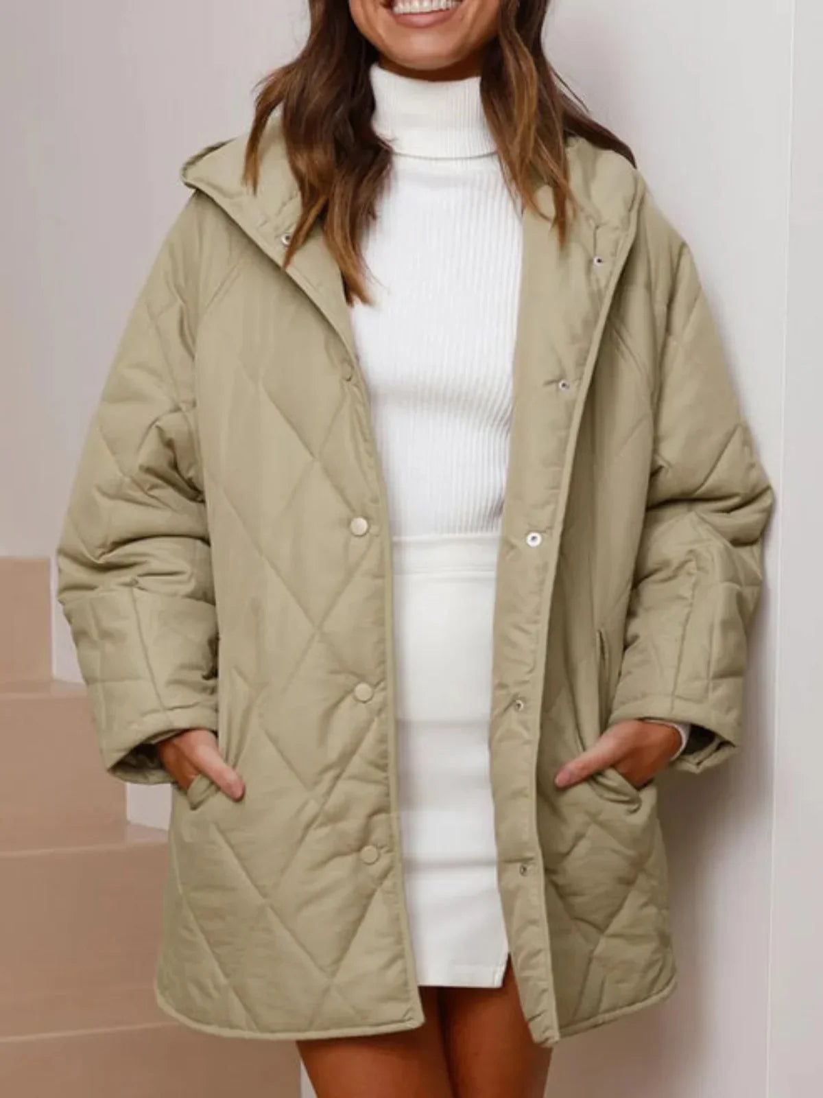 Women's Clothing Winter Mid-length Casual Loose Jacket - LA FEMME WANDERER