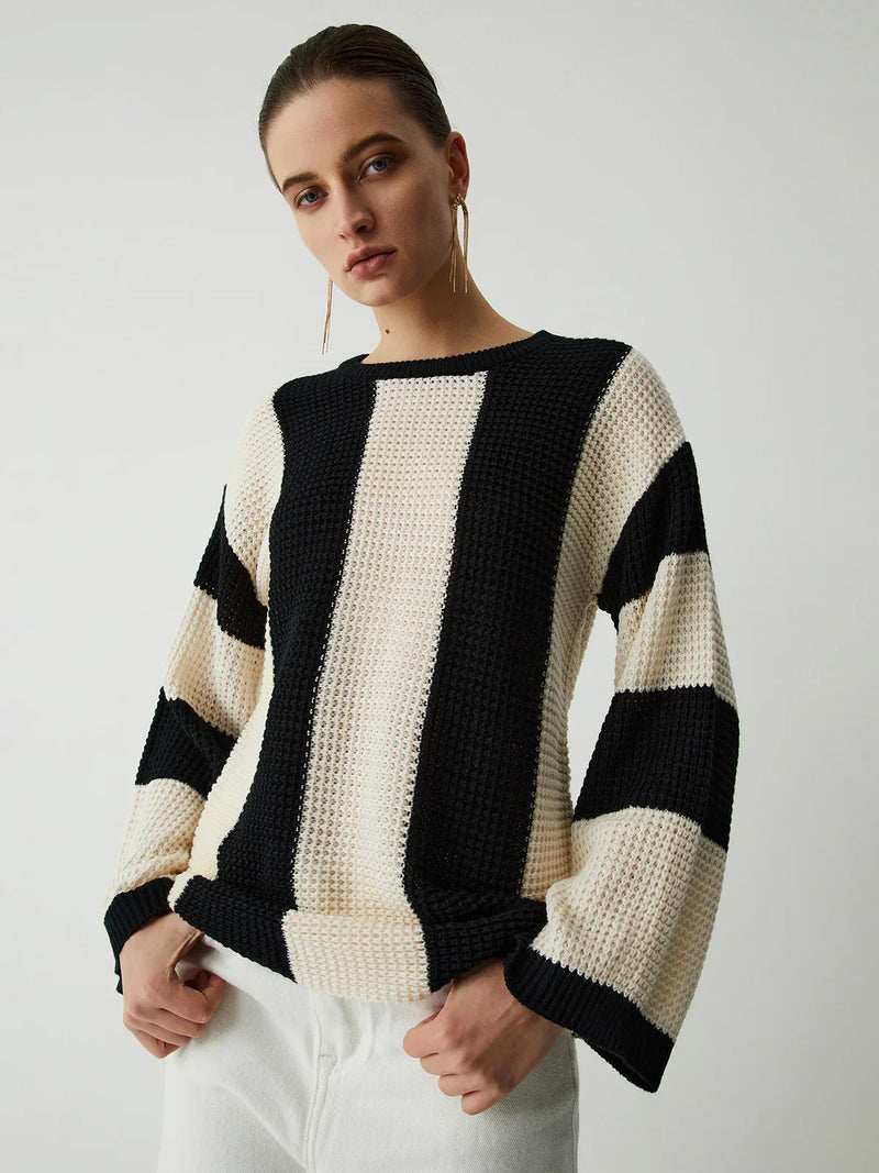 Pullover mit Pointelle-Streifen