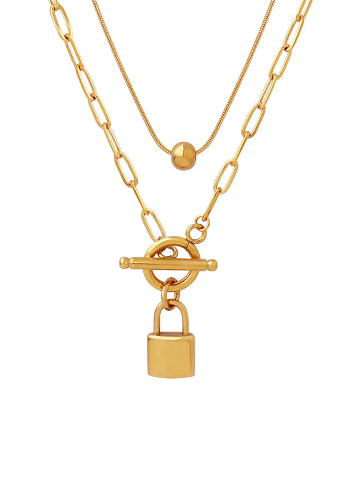 Multi-layered Padlock Necklace - LA FEMME WANDERER