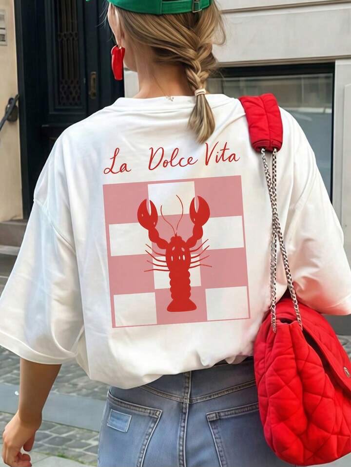 Oversized Lemon & La Dolce Vita Graphic Cotton T-Shirt – Vintage Summer Casual Tee