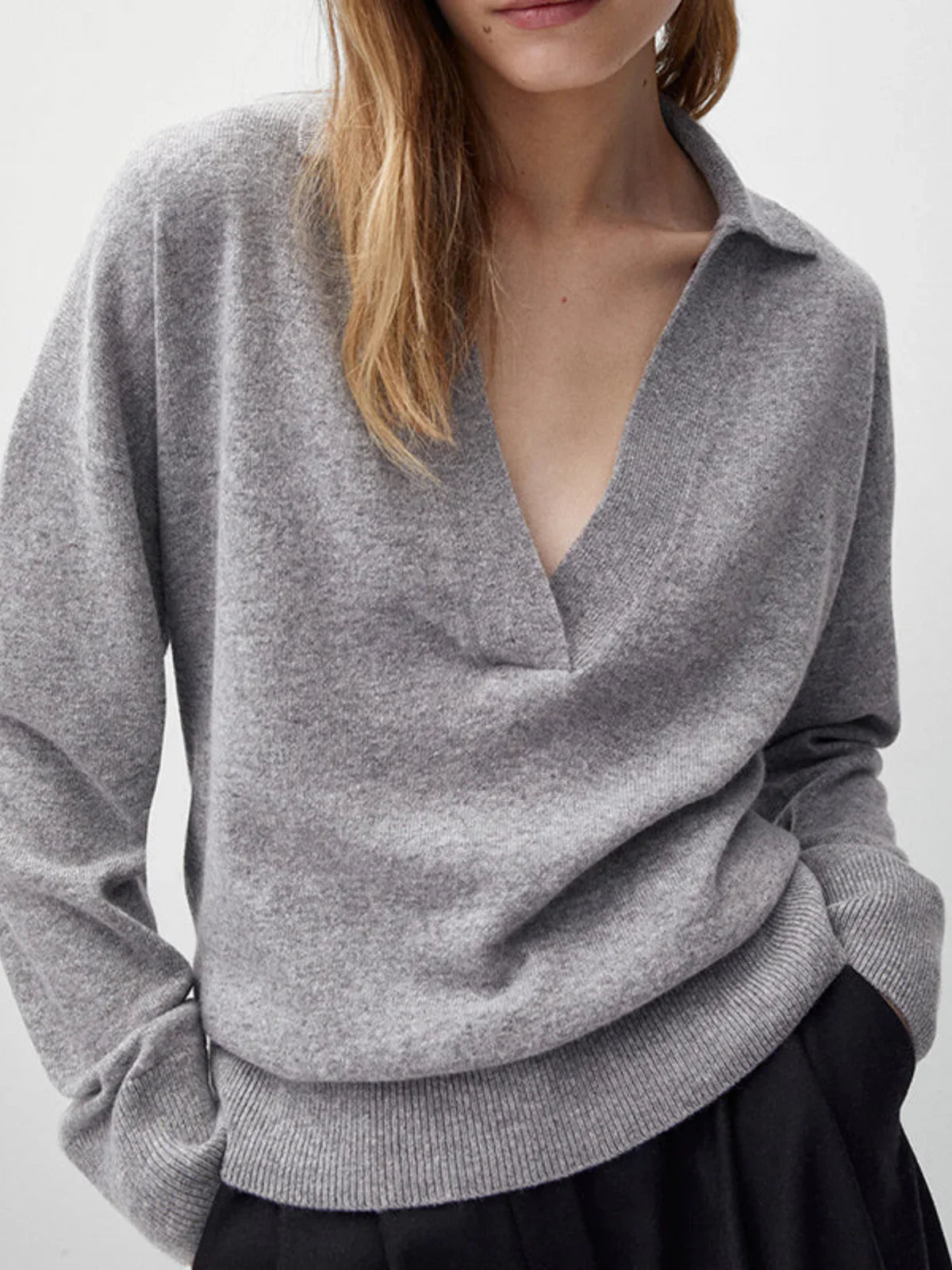 Polo Collar Casual Knitted Sweater - LA FEMME WANDERER