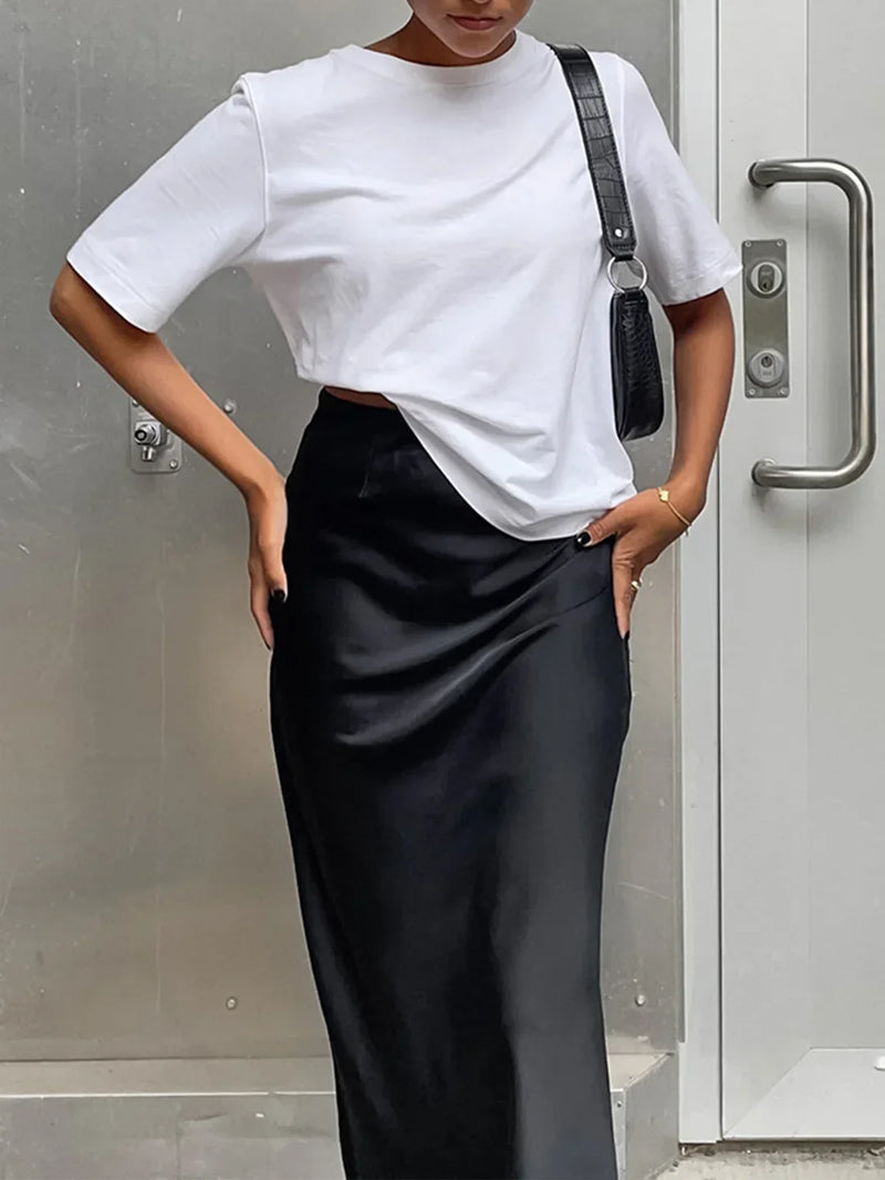 Utility-Maxirock aus Satin