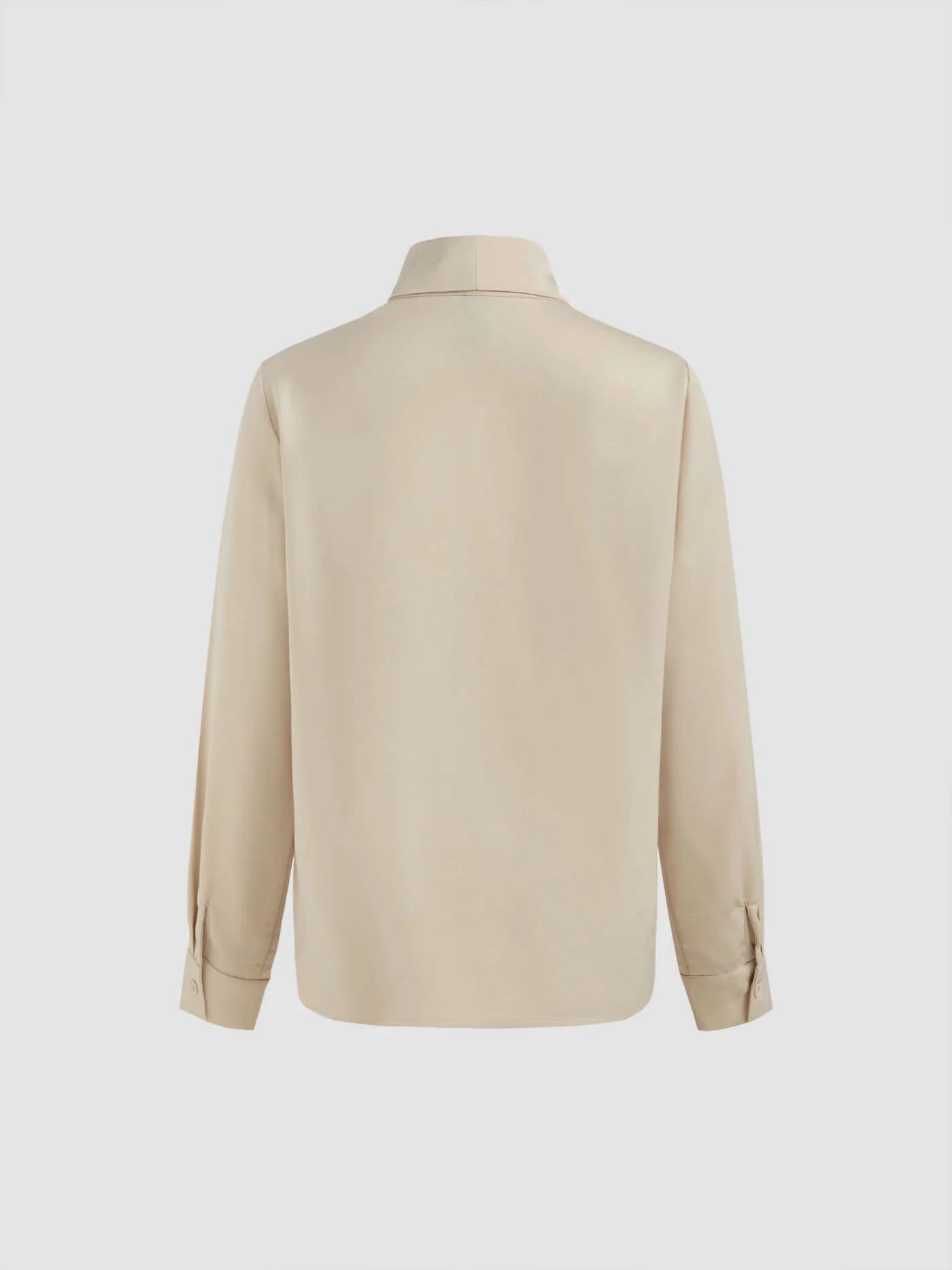 Collar Metal Hook Long Sleeve Blouse With Tie - LA FEMME WANDERER