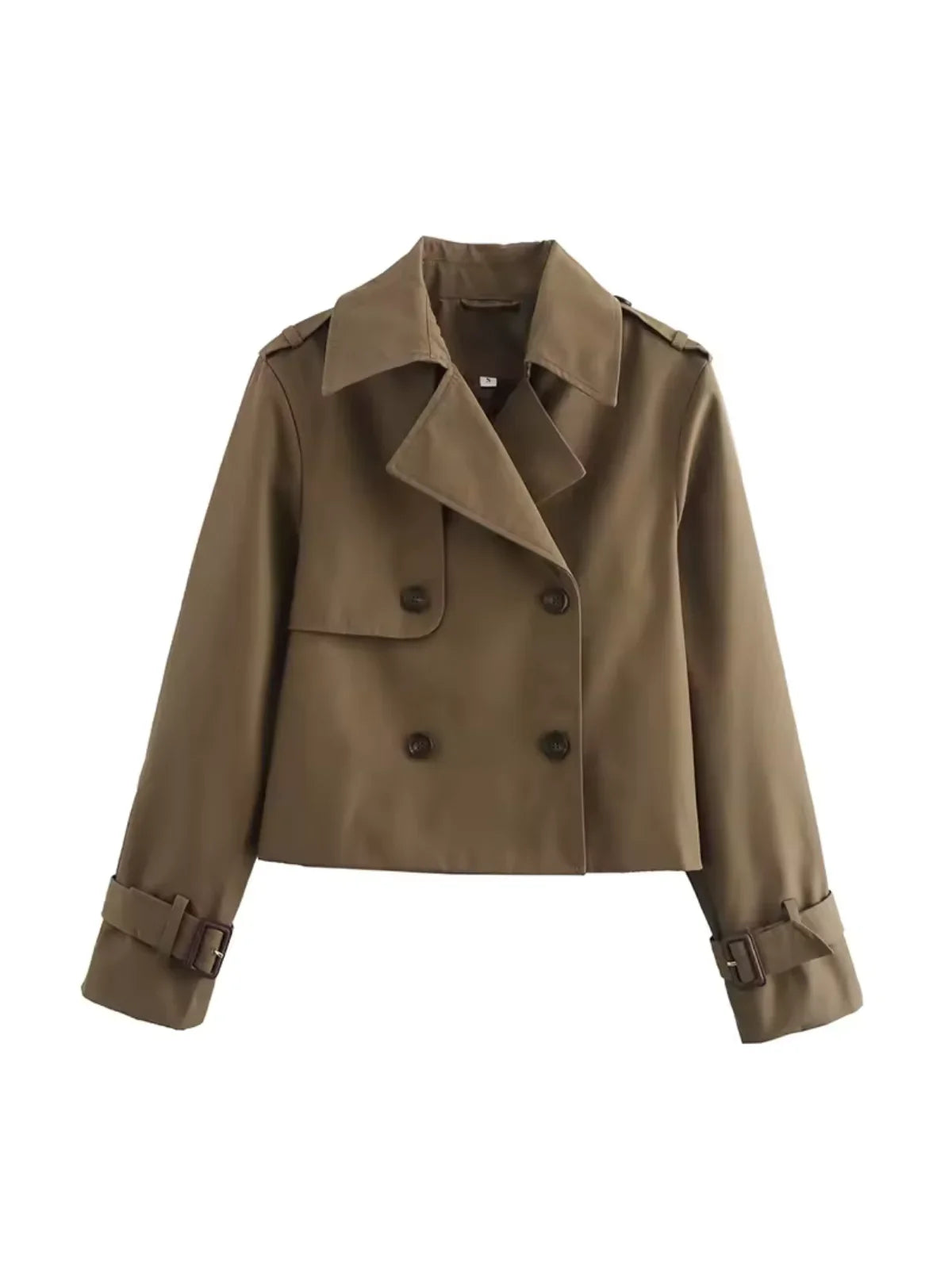 Lapel Double Breasted Versatile Short Trench Coat - LA FEMME WANDERER