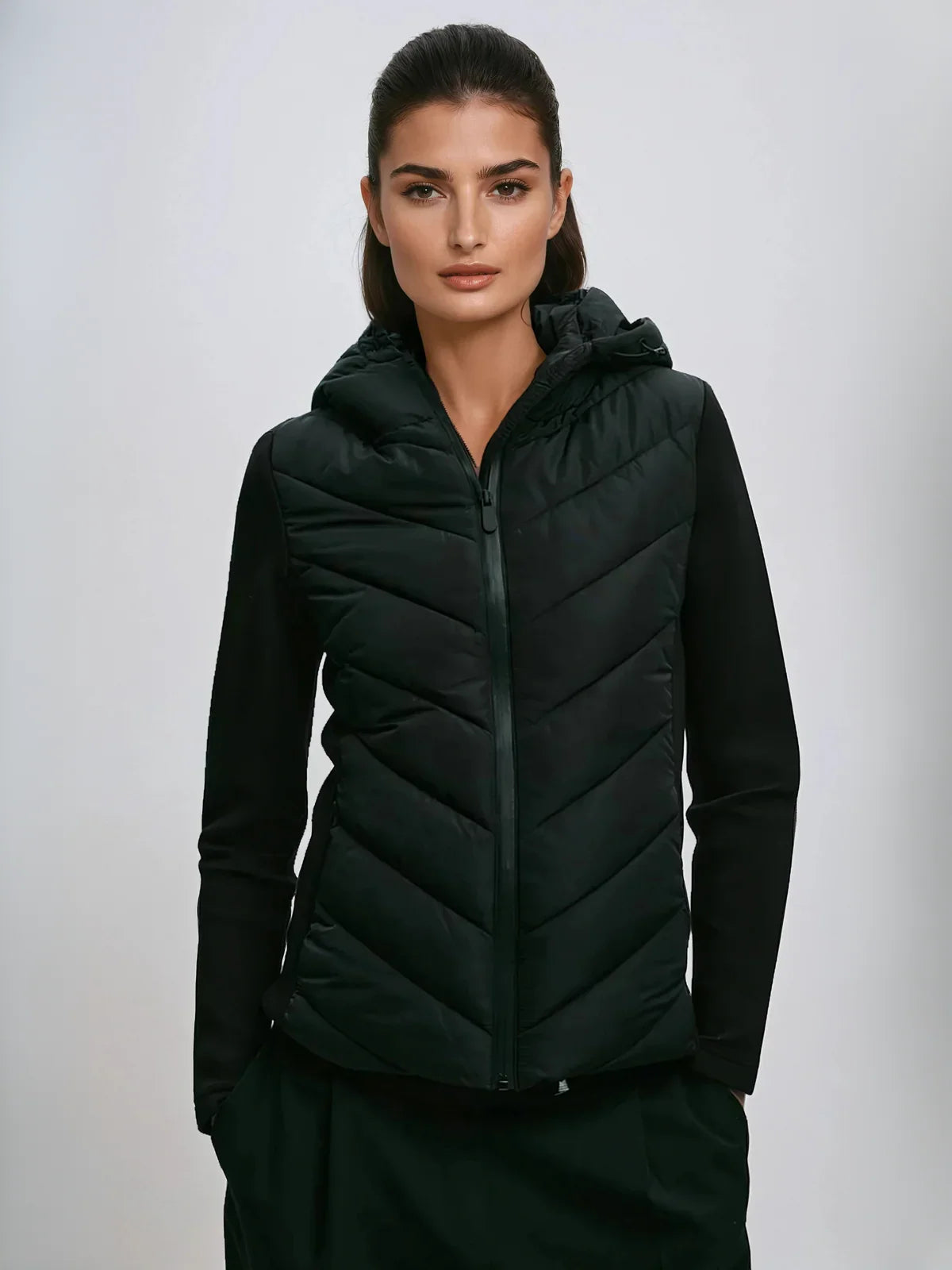 Cotton Padded Coat With Stand Up Collar For Casual Wear - LA FEMME WANDERER