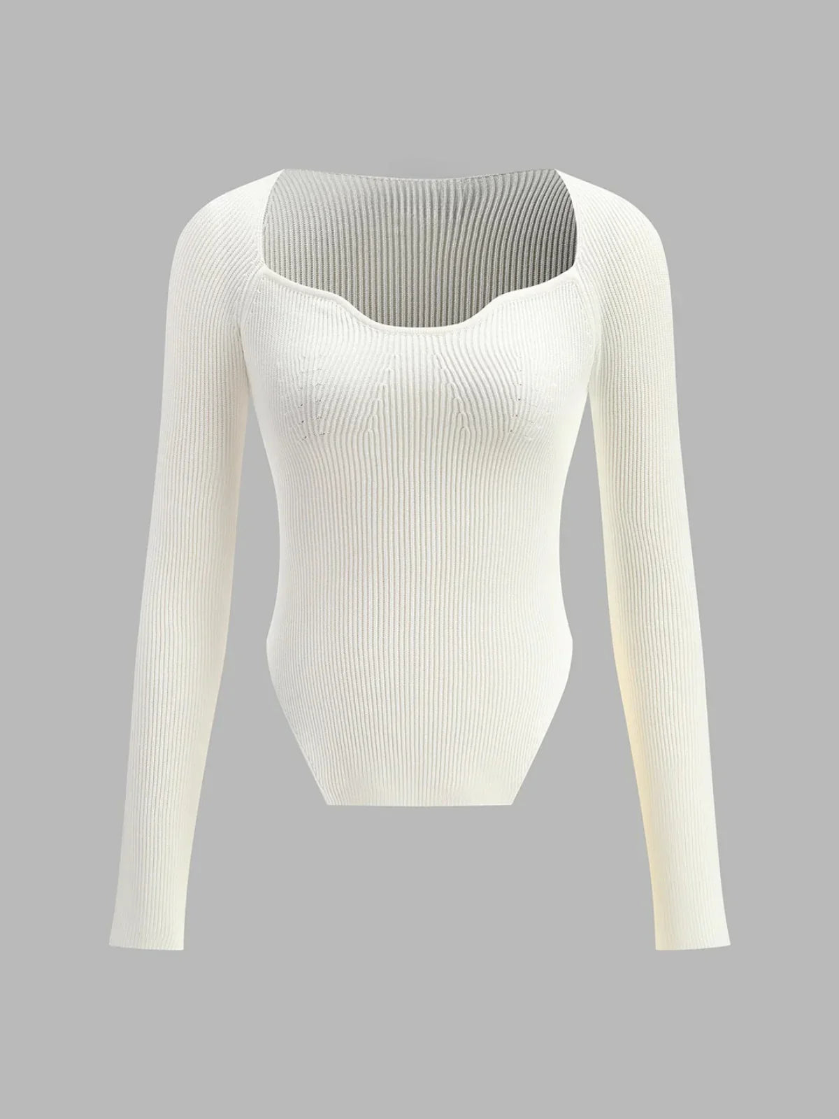 Elegant Sweetheart Long Sleeve Knit Top - LA FEMME WANDERER
