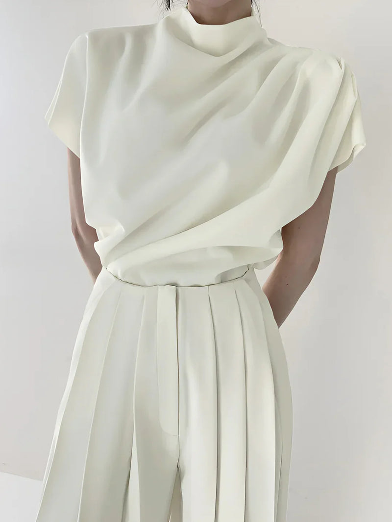 Elegant Style Minimalism Short Sleeve Top