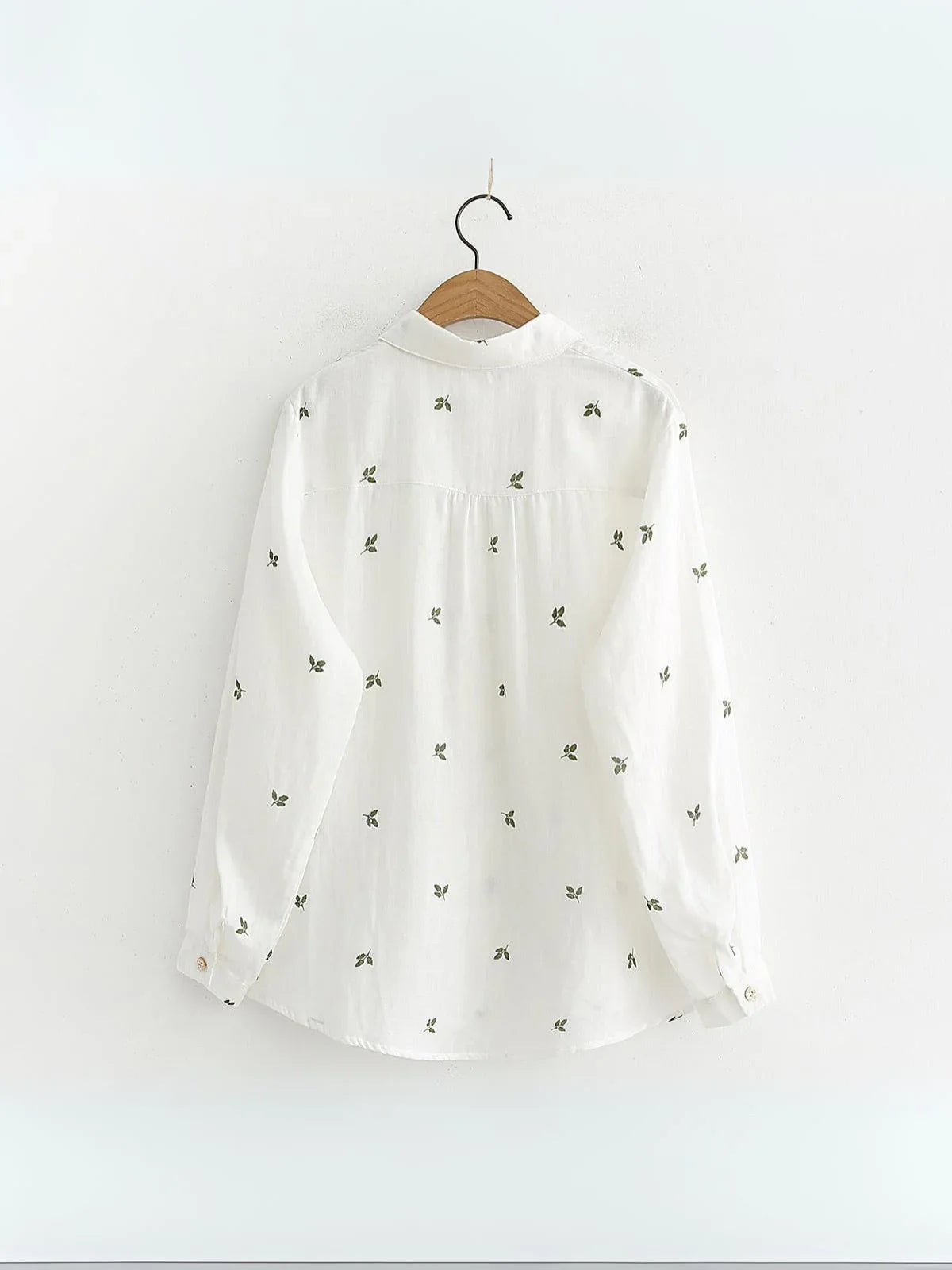 Leaves Printed Long-sleeved Shirt - LA FEMME WANDERER