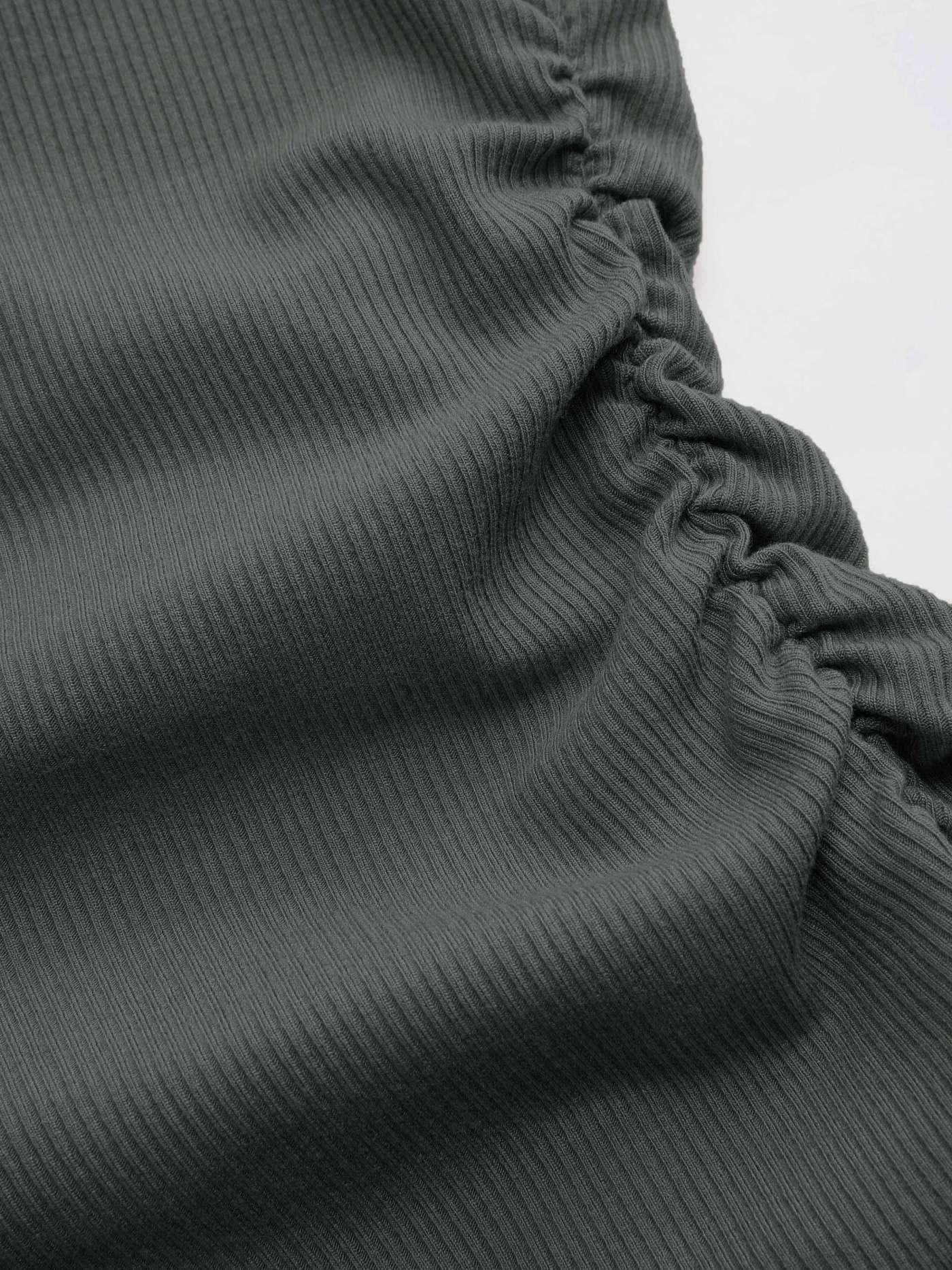 Solid Asymmetrical Neck Long Sleeve Top - LA FEMME WANDERER