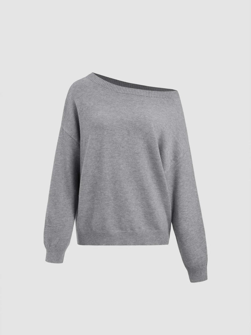 Oversize-Strickpullover mit asymmetrischem Ausschnitt