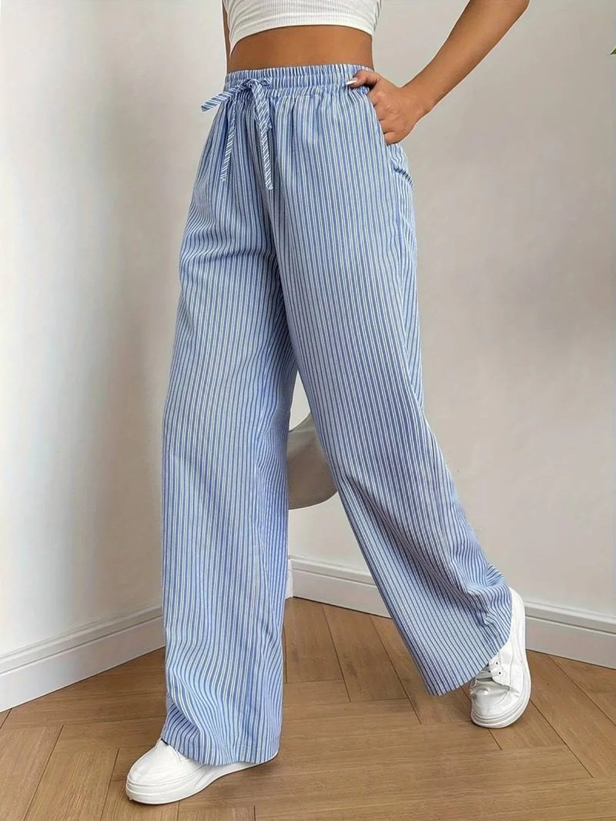 Casual Striped Trousers - LA FEMME WANDERER