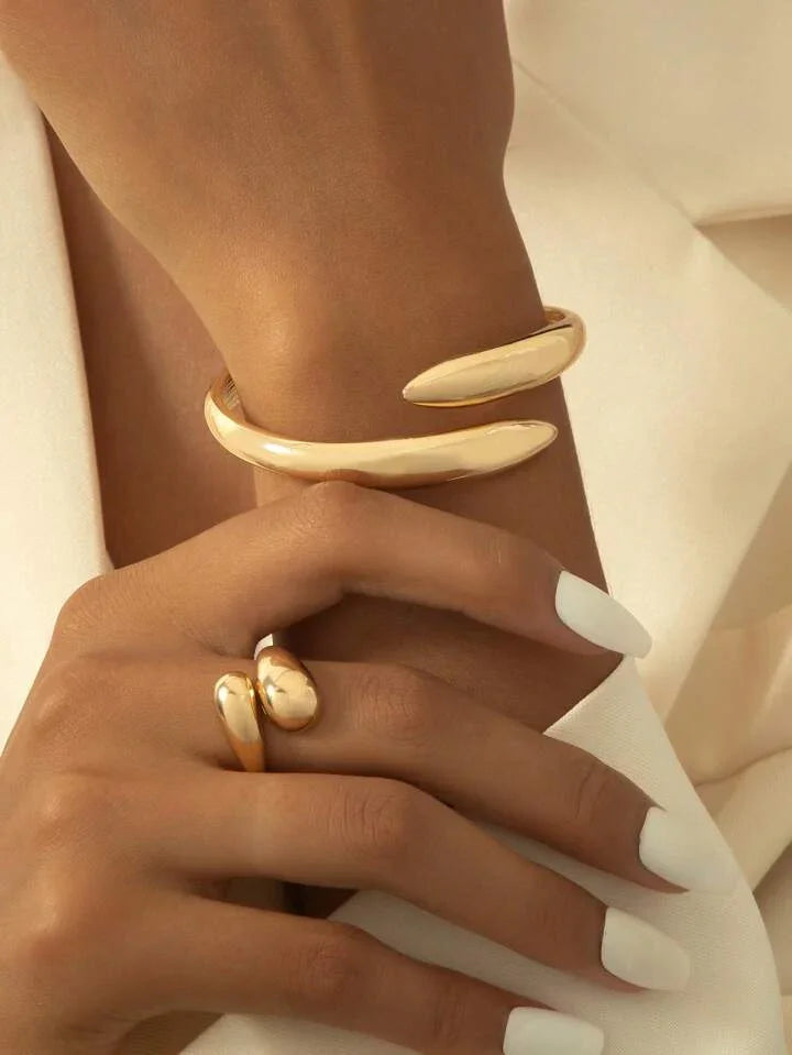 Modern Geometric Bracelet & Ring Set