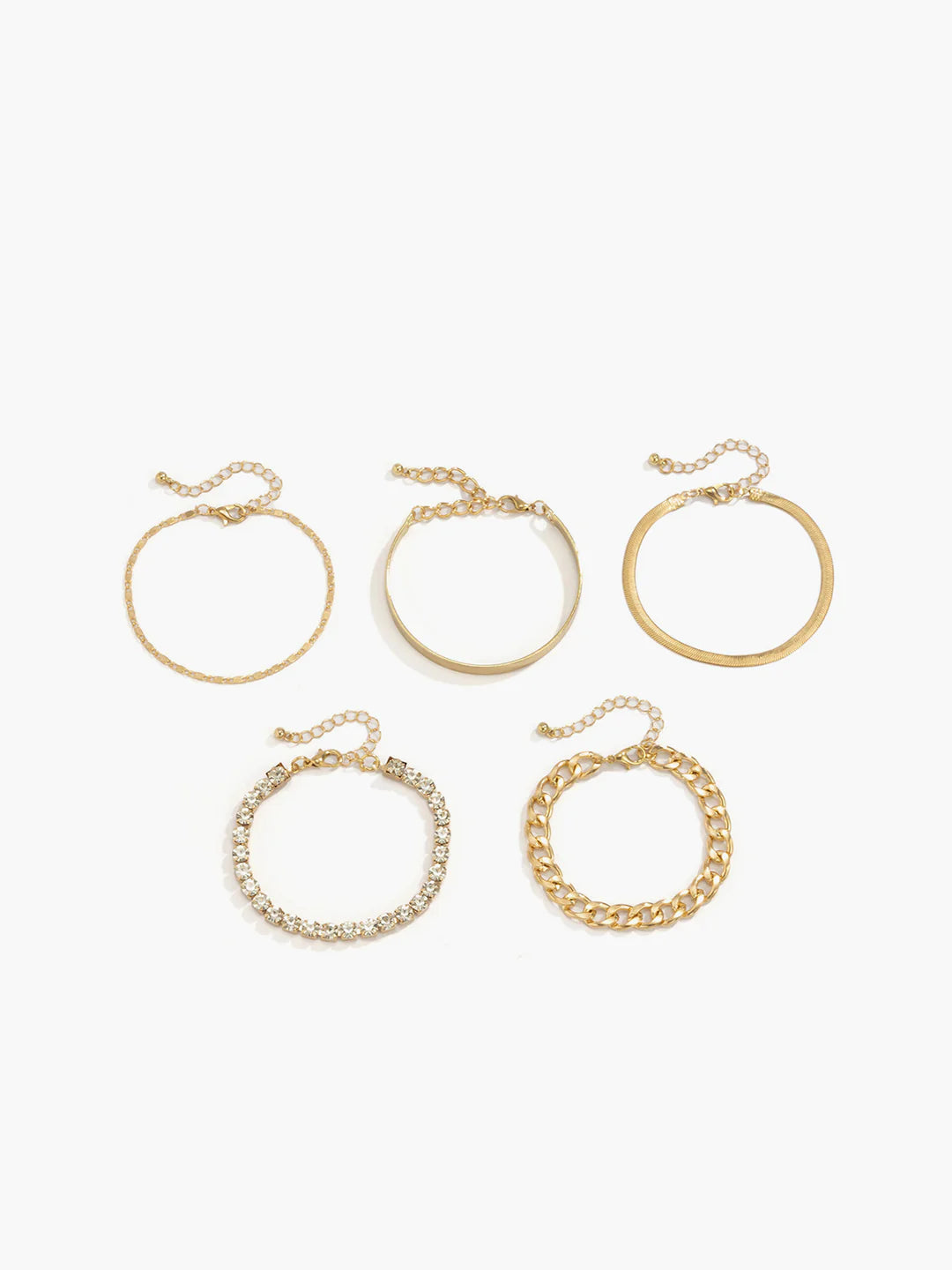 Retro Trend 5pcs Rhinestone Snake Chain Bracelet - LA FEMME WANDERER