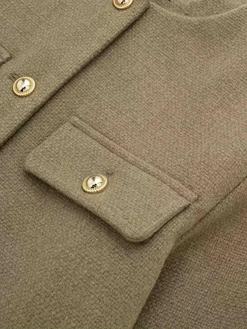 Classic Style Olive Green Cardigan - LA FEMME WANDERER