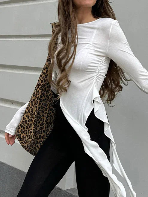 Modern Muse Asymmetrical Ruffle Blouse - LA FEMME WANDERER