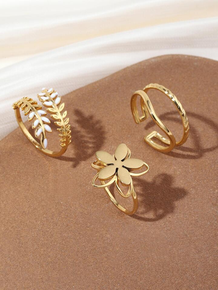 3-Piece Nature-Inspired Ring Set - LA FEMME WANDERER