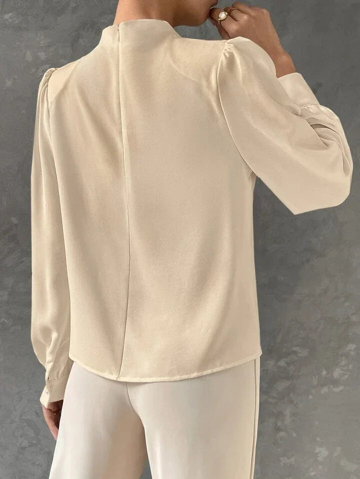 Elegant Bishop Sleeve Draped Top - LA FEMME WANDERER