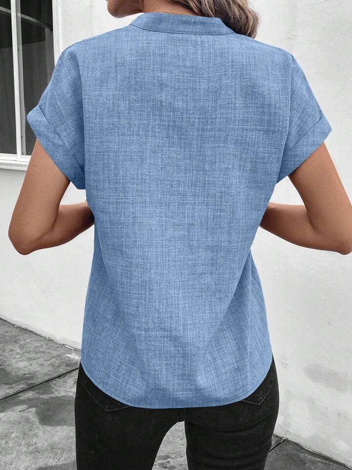 Classic Style Collar Ladies V-neck Top - LA FEMME WANDERER