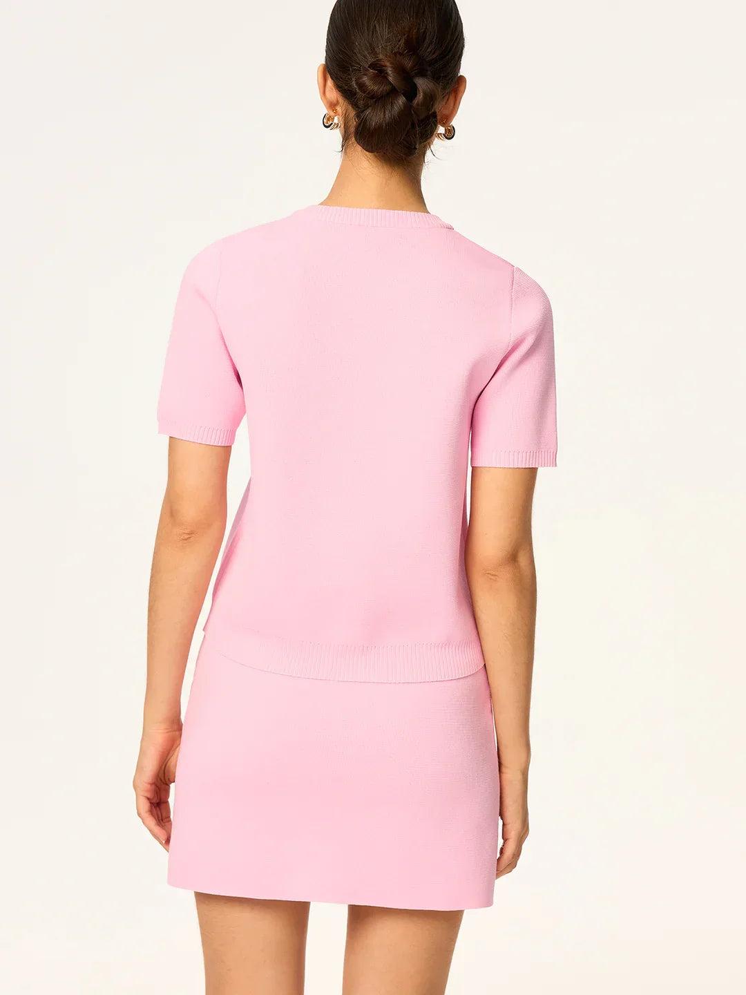 Short-sleeved Knitted Top Mini Skirt Suit - LA FEMME WANDERER