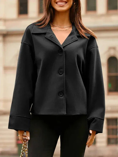 Women's Short Small Suit Long Sleeve Button Coat - LA FEMME WANDERER