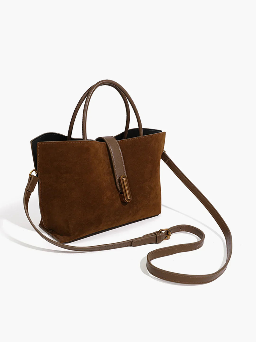Top Handle Suede Compartment Bag - LA FEMME WANDERER