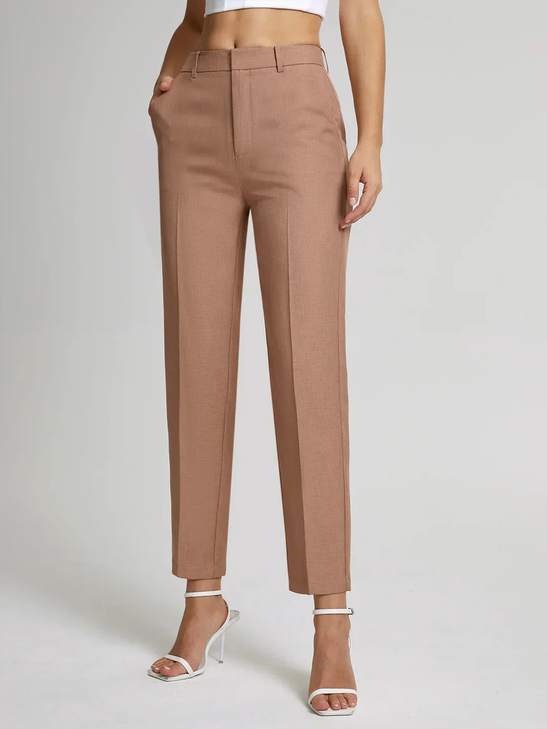 Solid Color Casual Straight-leg Ankle-length Suit Pants - LA FEMME WANDERER