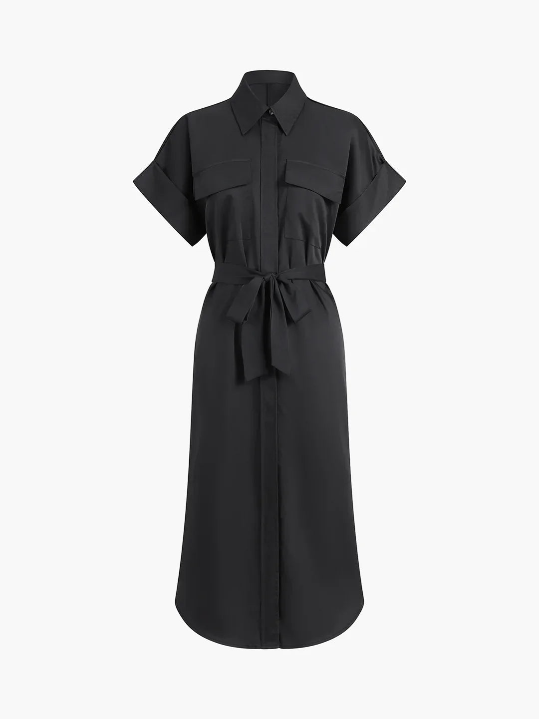 Always Elegant Polo Pockets Tied Midi Dress - LA FEMME WANDERER