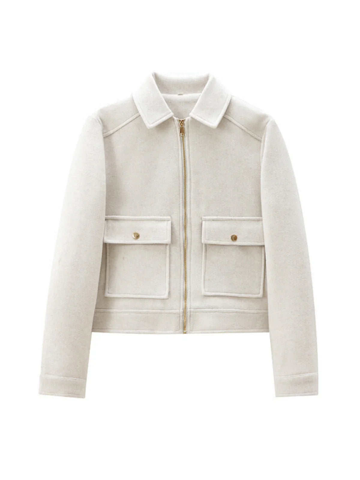 Tweed Lapel Zipper Jacket - LA FEMME WANDERER