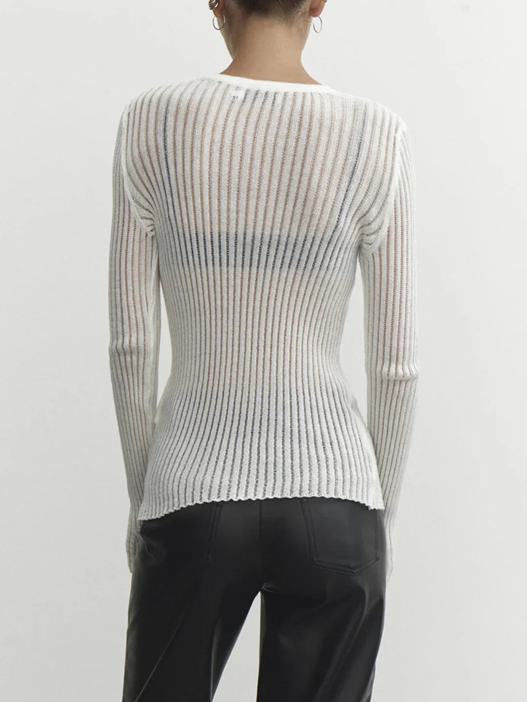Round Neck Thin Breathable Knitted Wool Top - LA FEMME WANDERER
