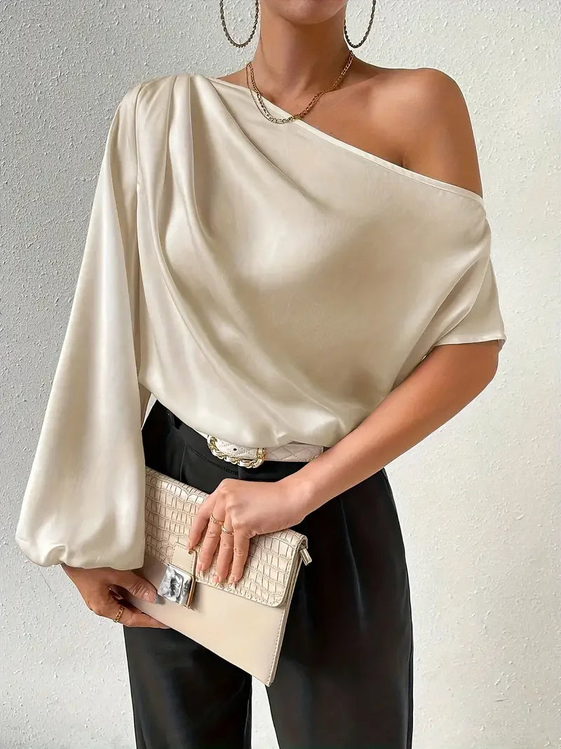 Long-sleeved Asymmetric Pullover Top - LA FEMME WANDERER