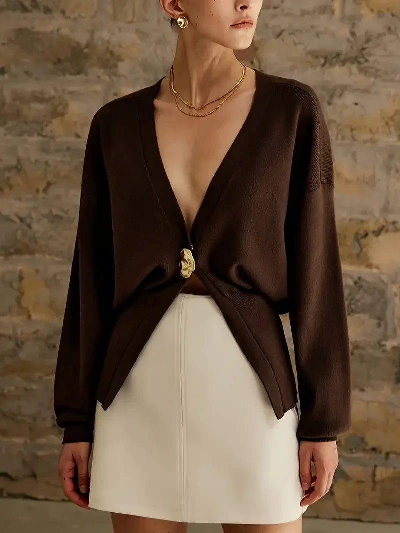 Langärmliges Top mit Taillenregulierung und einem Knopf