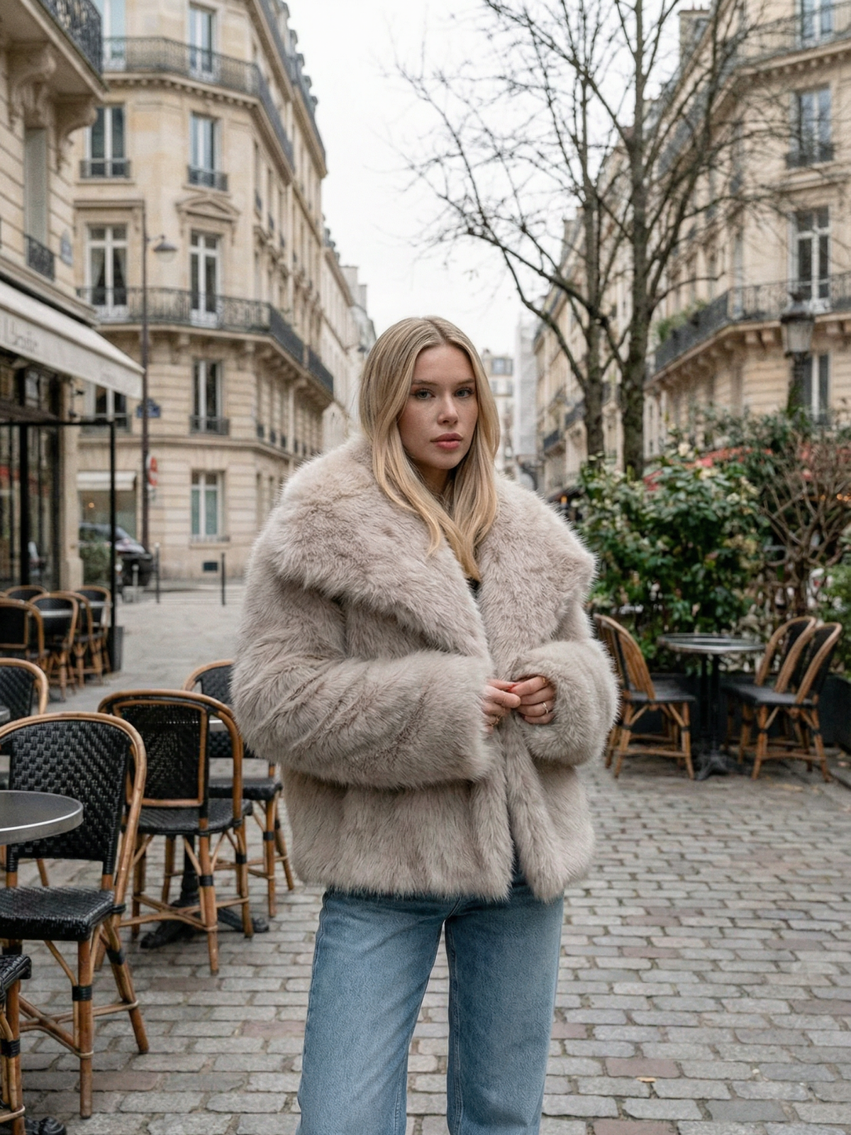 Ausgehjacke aus Kunstpelz