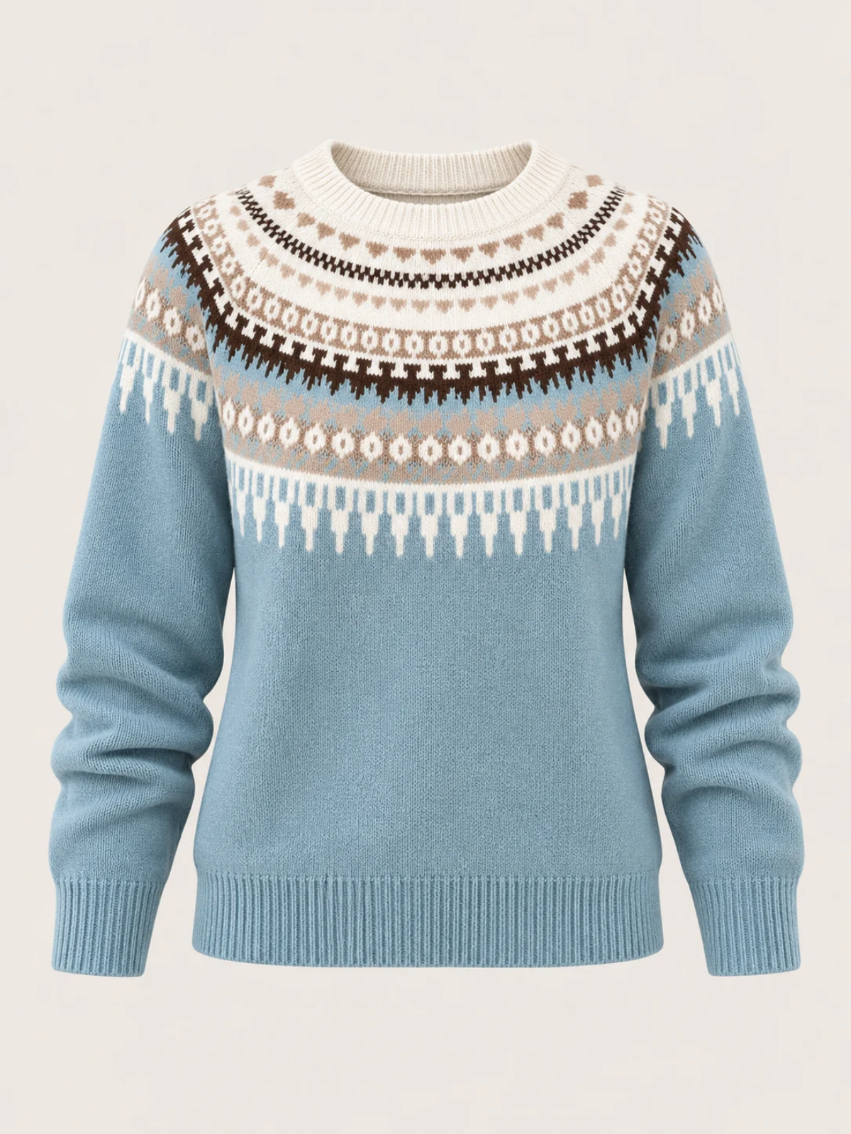 Nordic Pattern Crew Neck Knit Sweater