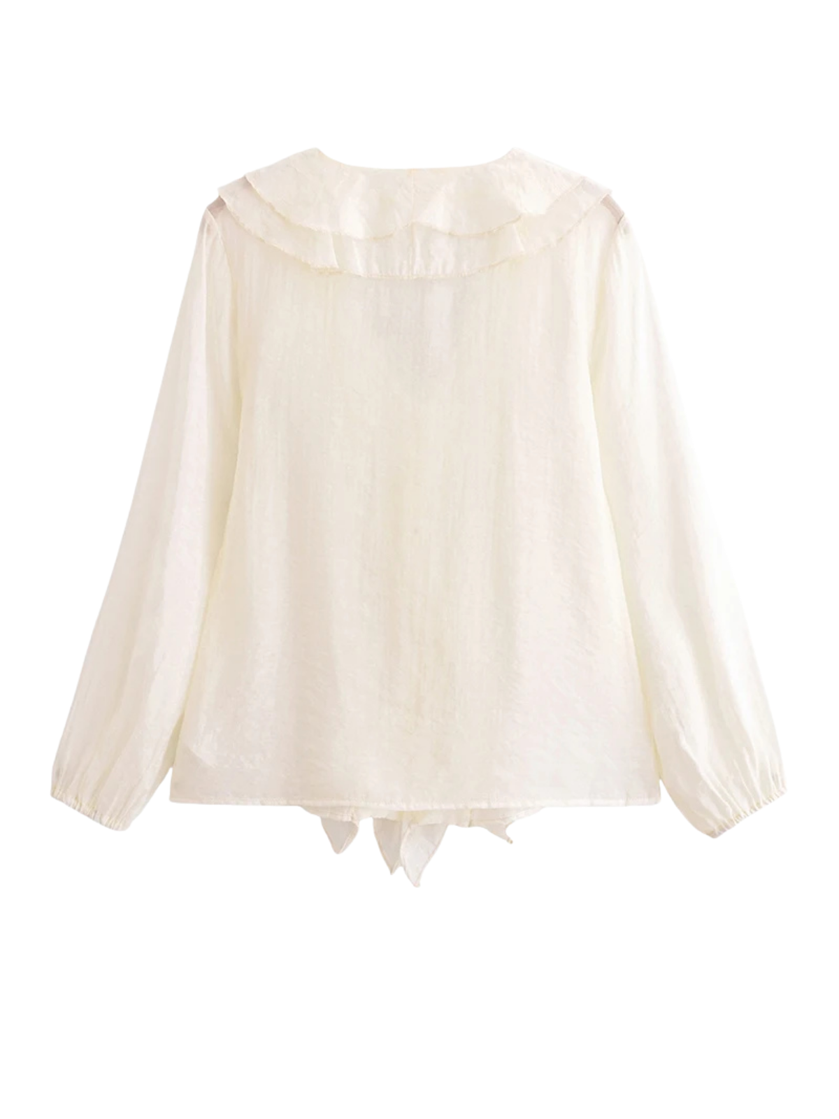 Always Chic V Neck Ruffle Sheer Blouse