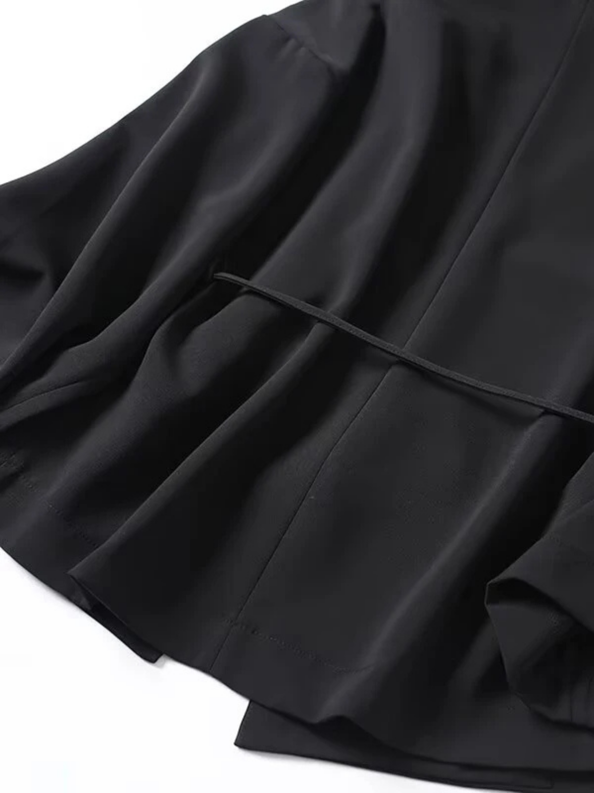 Womens Lace Up Wrap Cross V Neck Long Sleeve Kimono Top Black For Office Casual Wear