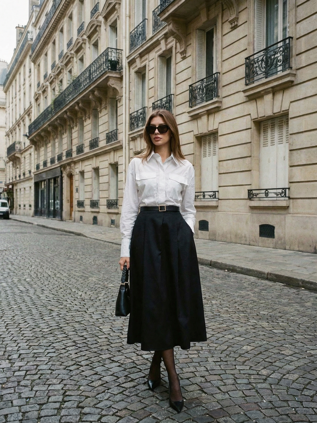 Black Button Front Pocket Maxi Skirt For Office Wear Elegant Women Fall Business Attire