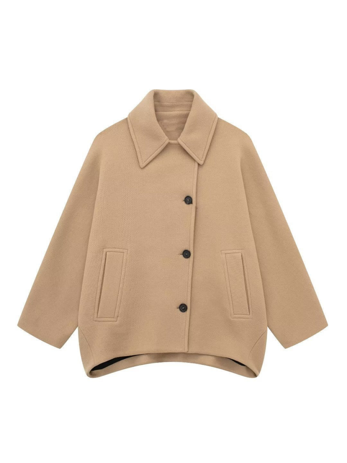 Solid Oversized Pocket Button Coat - LA FEMME WANDERER