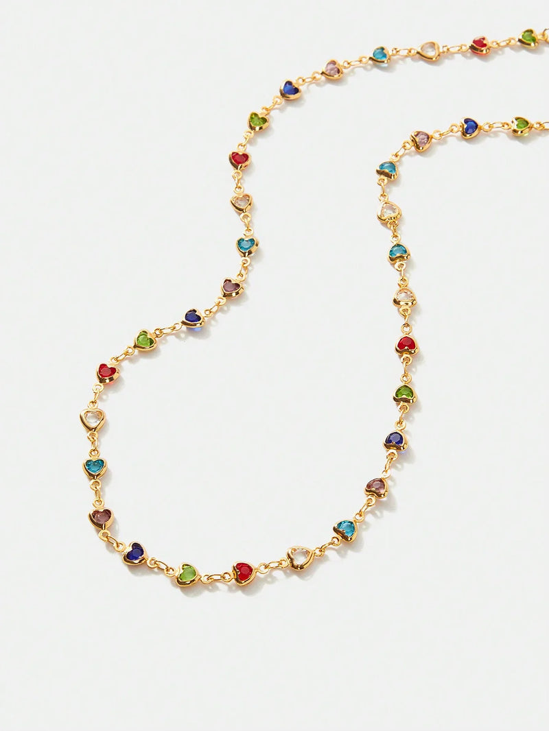 Sweet Heart Necklace Gold Plated Delicate Chain Sparkle