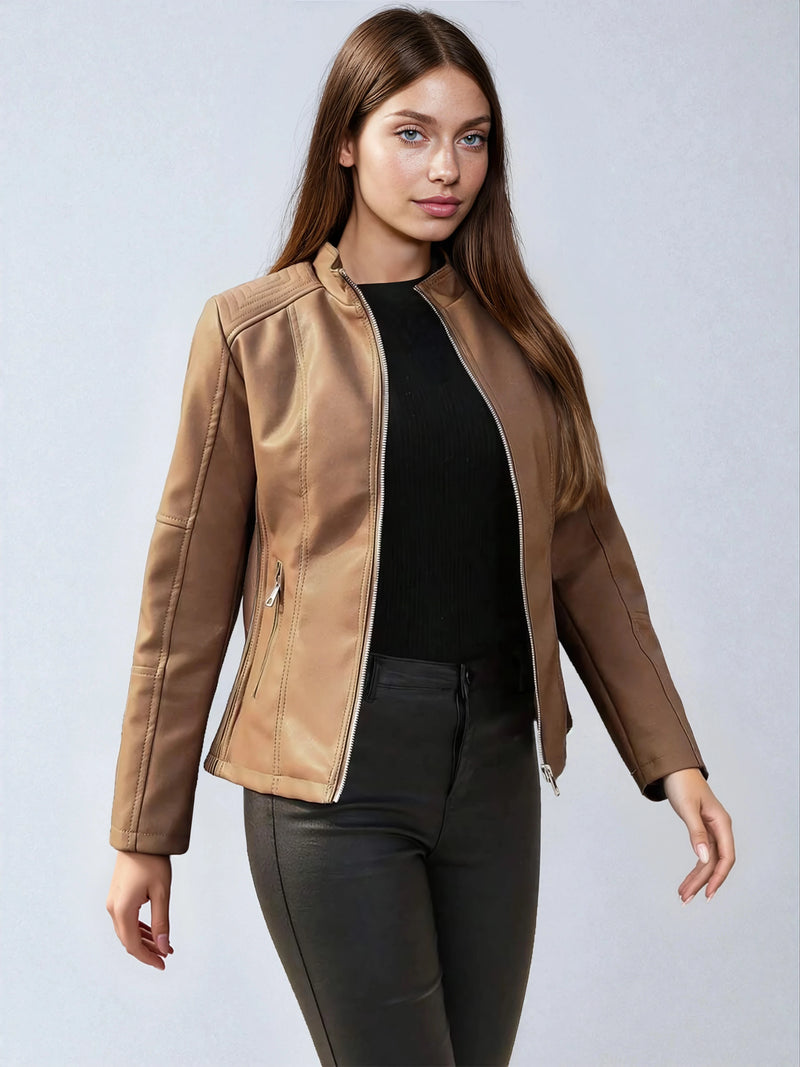 Faux Leather Biker Jacket Asymmetric Zip Chic Design