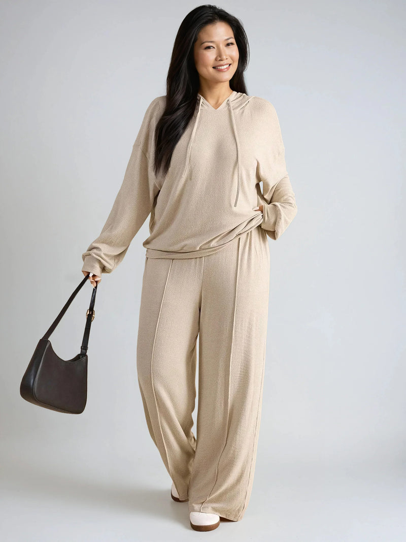 Plus Size Hoodie Set Lined For Warmth With Cozy Gray Pants